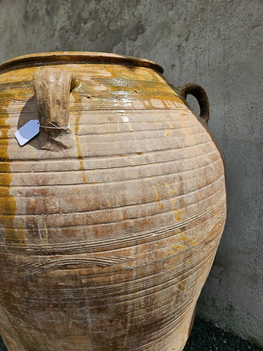 Glazed Terracotta Oil Jar 1 Meter & Circa 1900-photo-4
