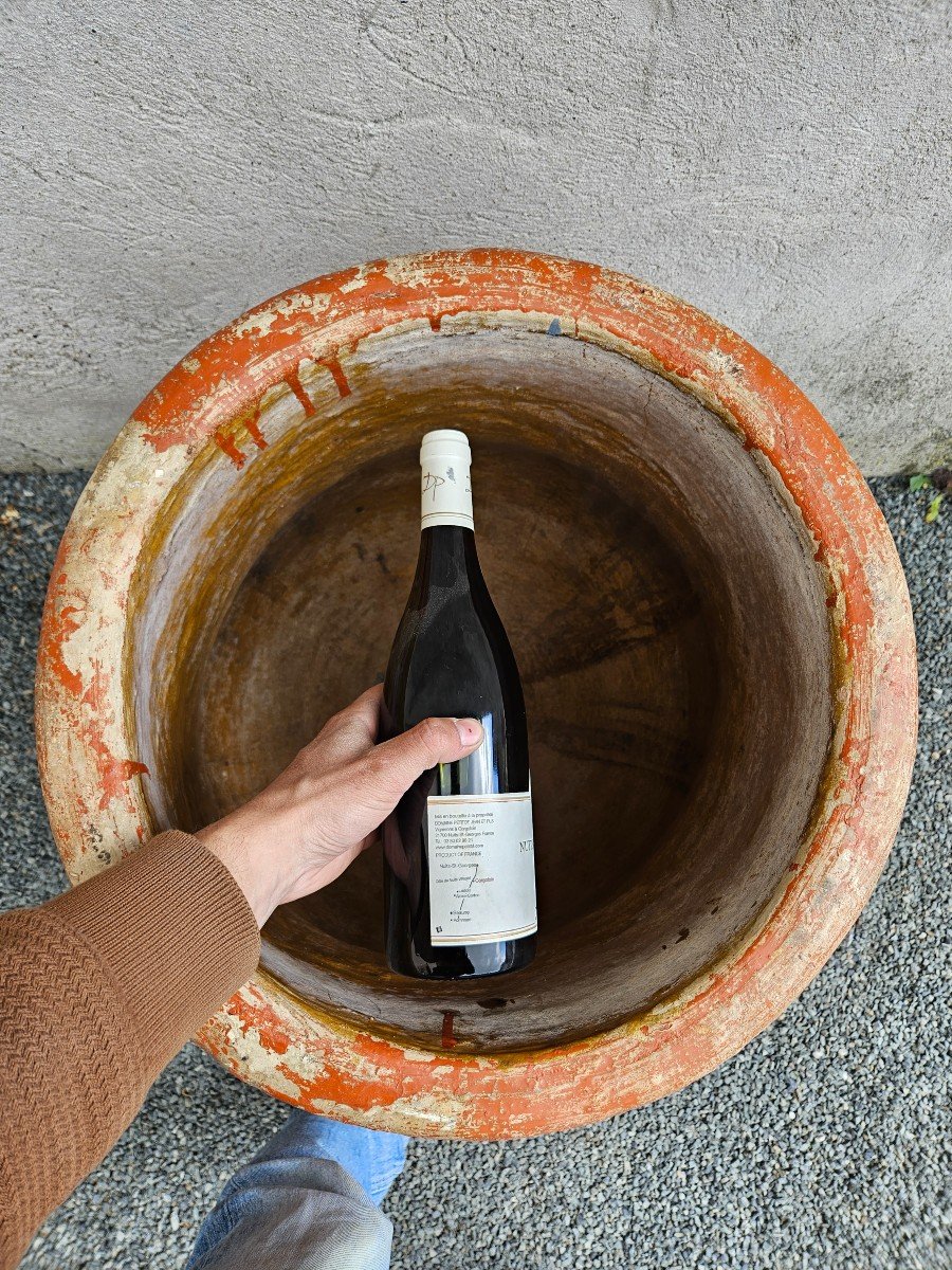Ancienne Poterie En Terre Cuite Peinte Marquée "ceramica Delgado Lucema"-photo-4