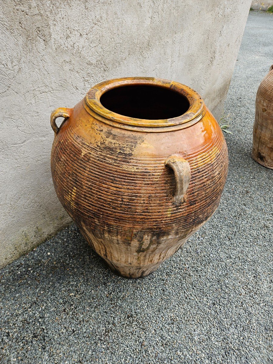 Jarre à Huile En Terre Cuite Vernissée Fin XIXème Début XXème-photo-2
