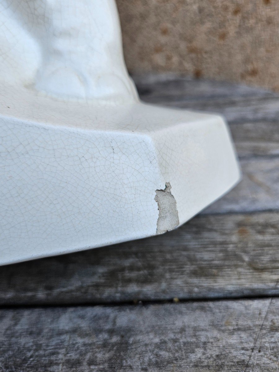 Dolly - Elephant In Cracked White Ceramic Signed Lejan-photo-4