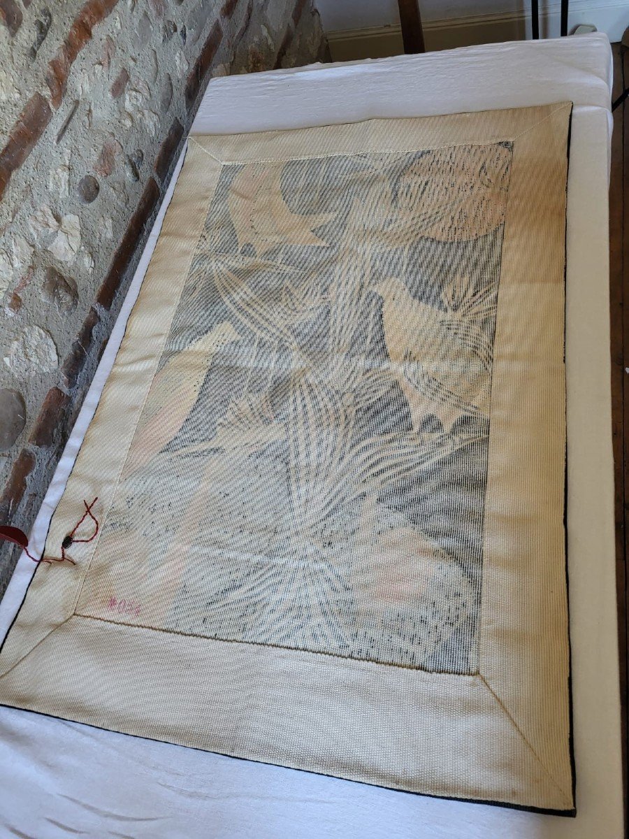 Marc Baumann Modernist Tapestry With Birds And Peacocks 74x108 Cm Number 54-photo-4