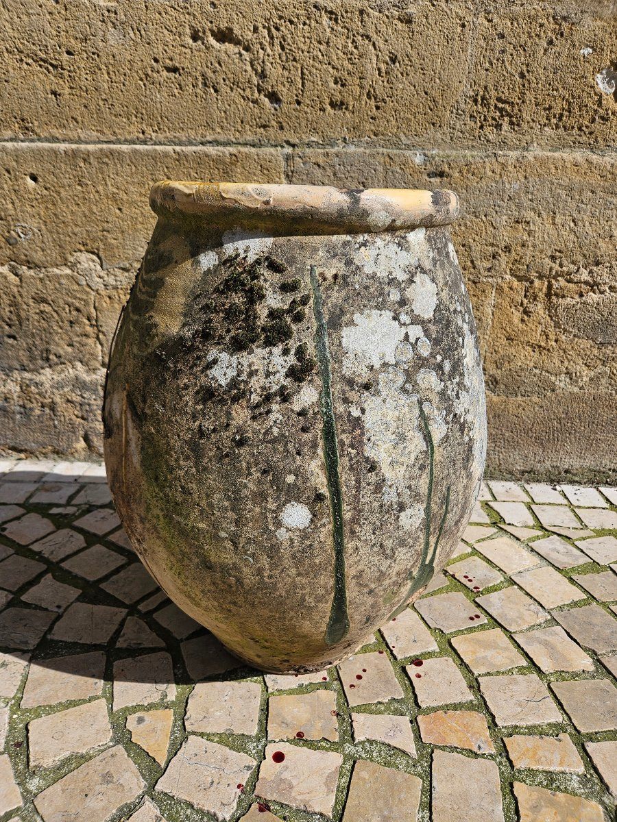 Ancienne Jarre en terre cuite vernissée française - biot ou castelnaudary - 19ème -photo-2