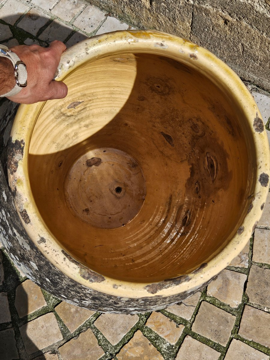 Ancienne Jarre en terre cuite vernissée française - biot ou castelnaudary - 19ème -photo-3