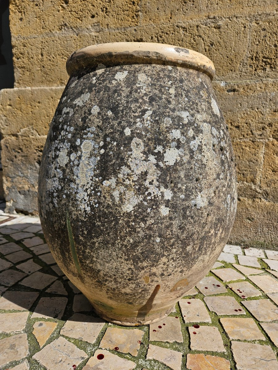 Ancienne Jarre en terre cuite vernissée française - biot ou castelnaudary - 19ème -photo-2