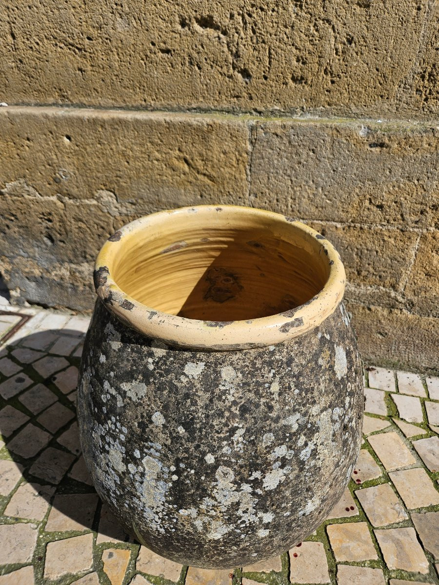 Ancienne Jarre en terre cuite vernissée française - biot ou castelnaudary - 19ème -photo-3
