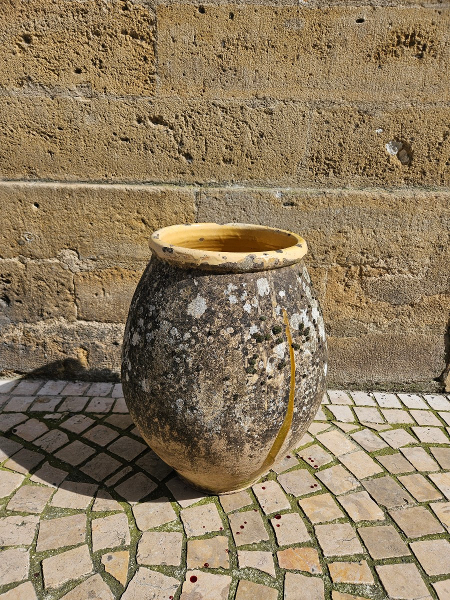 Ancienne Jarre en terre cuite vernissée française - biot ou castelnaudary - 19ème 