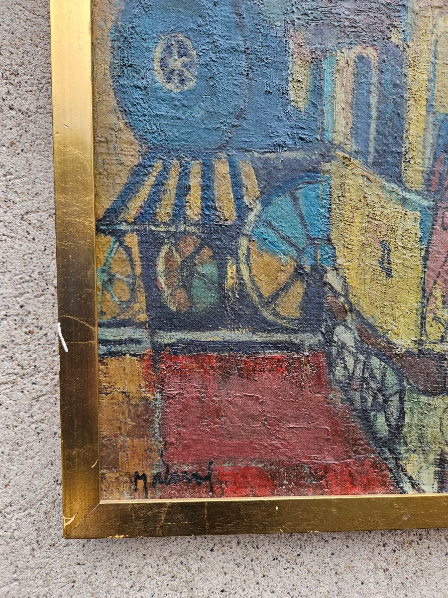 Jean MALAVAL - Le train bleu - huile sur toile-photo-2