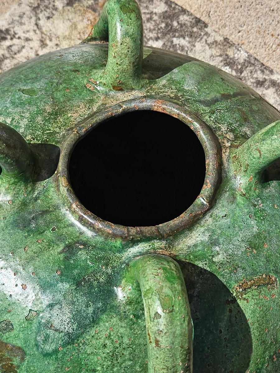 Importante cruche ancienne en terre cuite vernissée verte – Fin XVIIIe / début XIXe siècl-photo-4