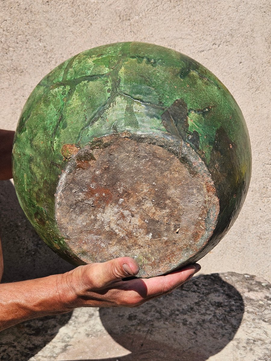 Importante cruche ancienne en terre cuite vernissée verte – Fin XVIIIe / début XIXe siècl-photo-6