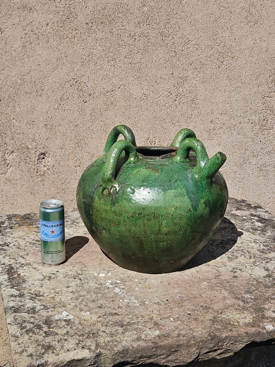 Importante cruche ancienne en terre cuite vernissée verte – Fin XVIIIe / début XIXe siècl-photo-8