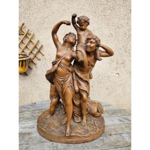 Terracotta Group & The Triumph Of Bacchus & Clodion & Late 19th Century