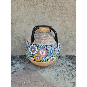 Vase Art Déco Imperial Amphora – Céramique émaillée polychrome – Tchécoslovaquie, vers 1920-193