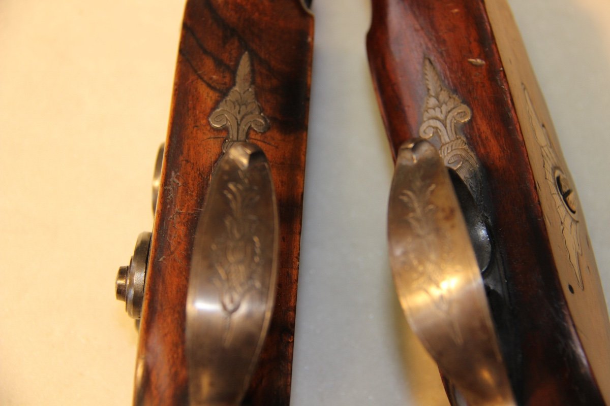 Pair Of Officer's Percussion Pistols L From The Manufacture Royale De Liège-photo-5