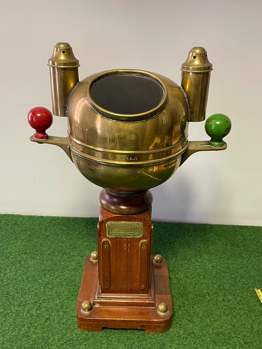 Compass On Fut "sestrel" Double Lantern Hallmark Al Anchor Registered M 08 Early 20th-photo-4