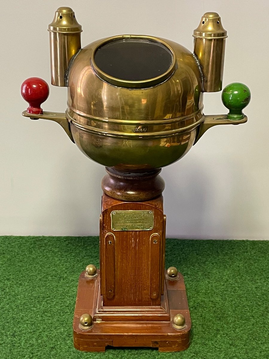 Compass On Fut "sestrel" Double Lantern Hallmark Al Anchor Registered M 08 Early 20th