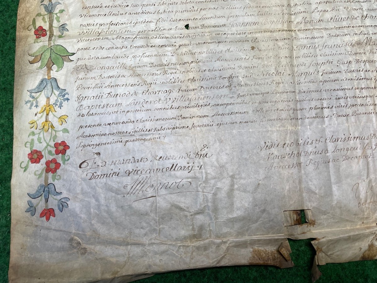 Rare Diploma Of Theology, Lawyer's Certificate, Parliament Of Besançon, 1741 18th-photo-4