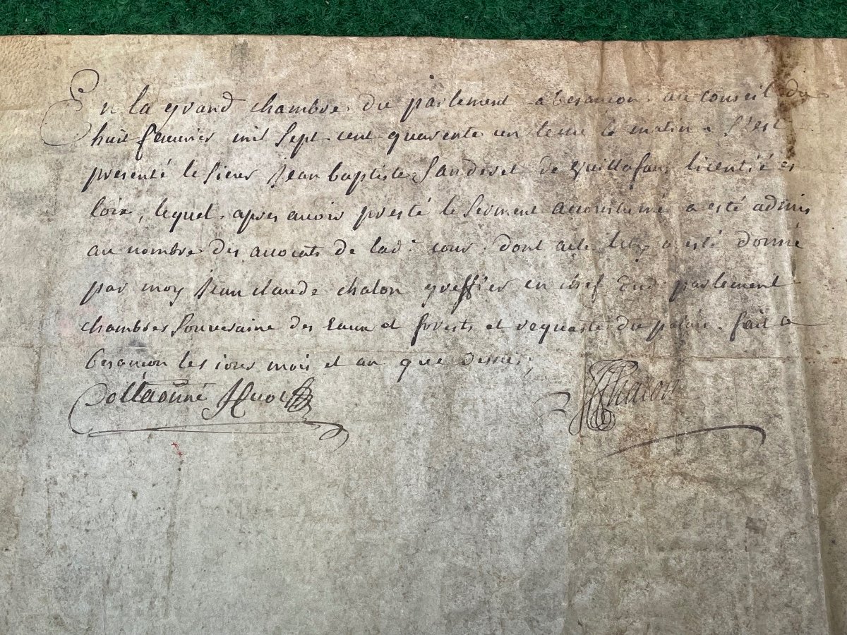 Rare Diploma Of Theology, Lawyer's Certificate, Parliament Of Besançon, 1741 18th-photo-4