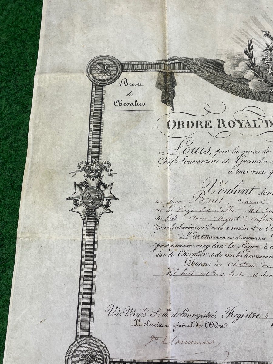 Patent Of Knight Of The Royal Order Of The Legion Of Honor Louis XVIII 1814 No. 4-photo-6