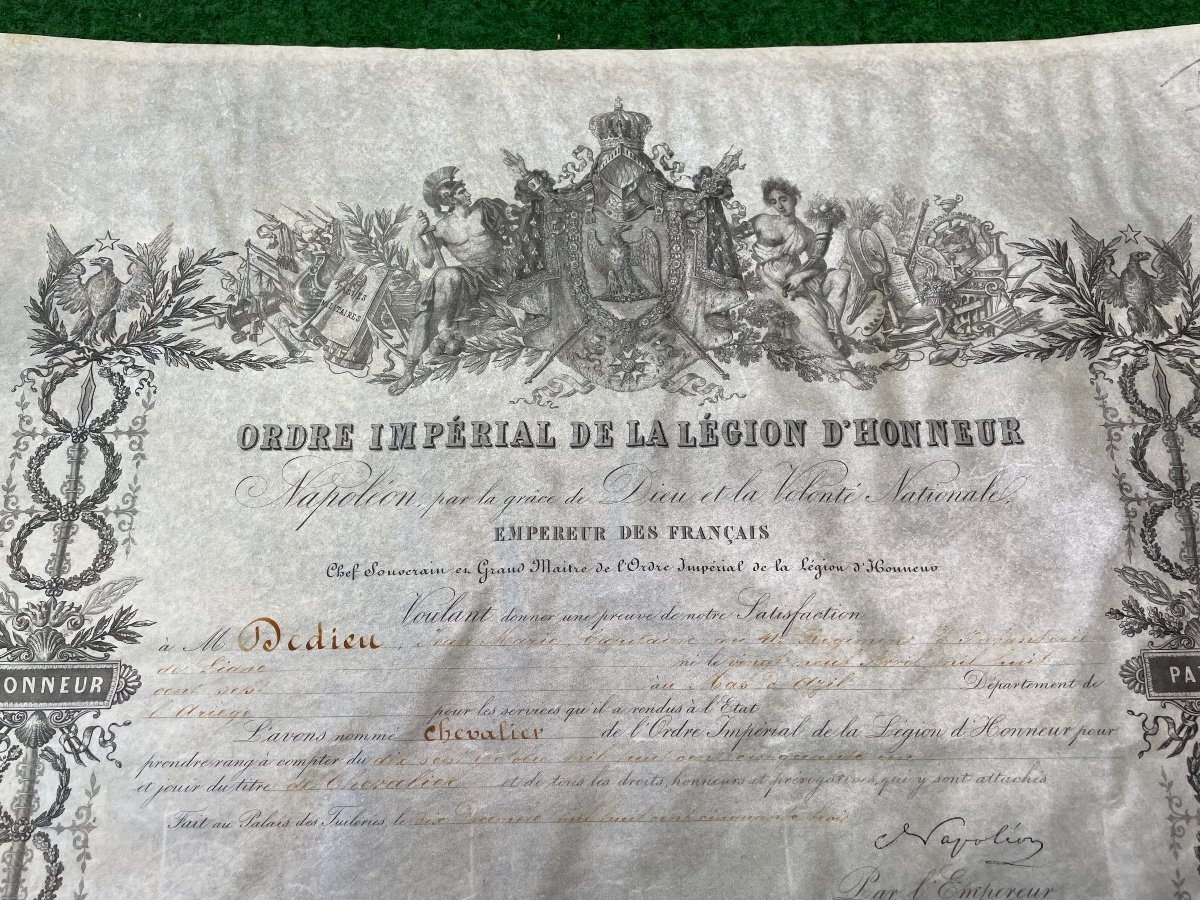 Brevet De  Chevalier De l'Ordre  Impérial De La Légion d'Honneur Napoléon III  1853   N° 6-photo-2