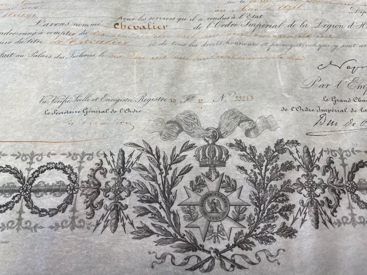 Patent Of Knight Of The Imperial Order Of The Legion Of Honor Napoleon III 1853 N° 6-photo-2