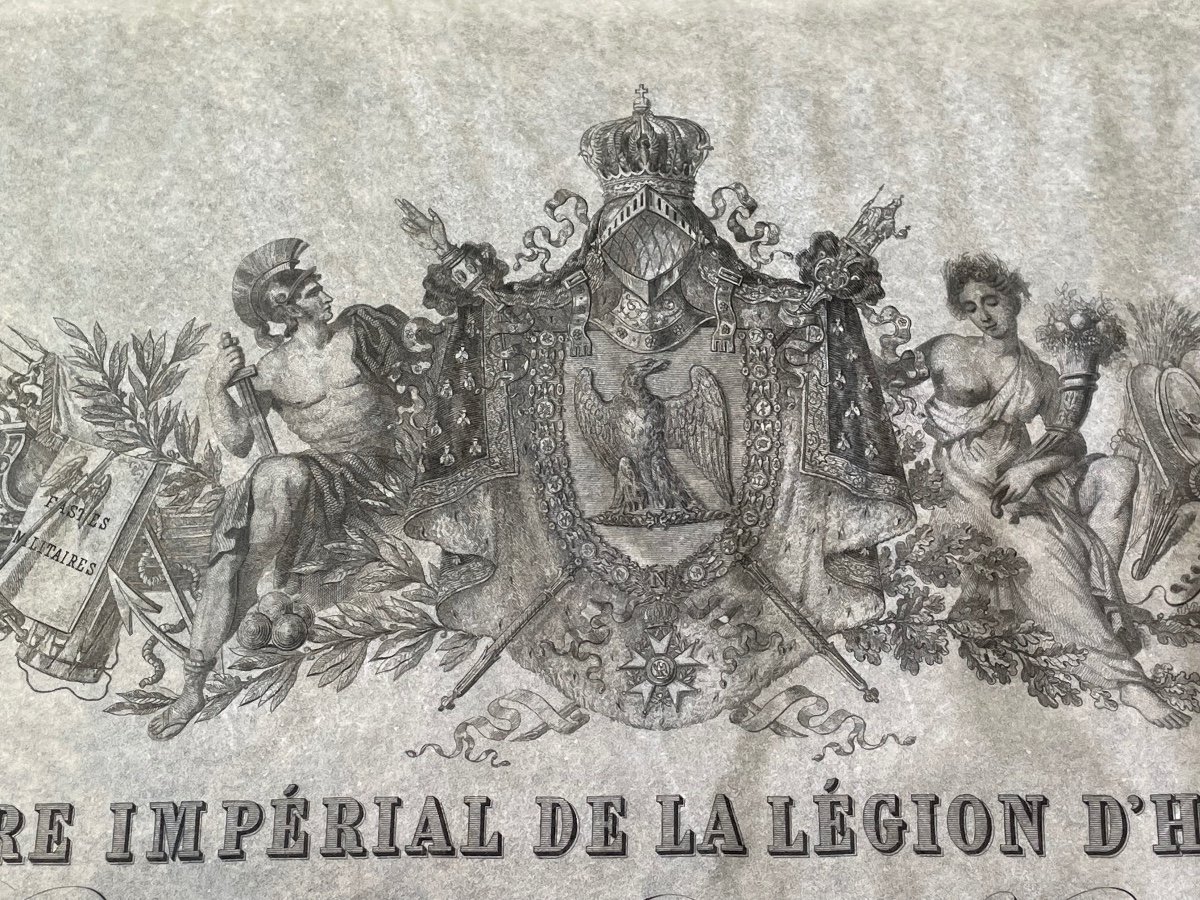 Patent Of Knight Of The Imperial Order Of The Legion Of Honor Napoleon III 1853 N° 6-photo-3