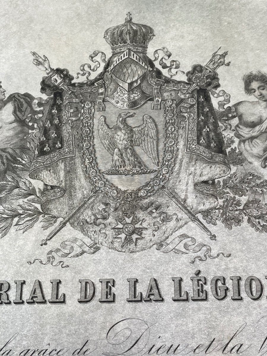 Brevet De Chevalier  De L Ordre Impérial De La Légion d'Honneur Napoléon III  1856  N°8-photo-4
