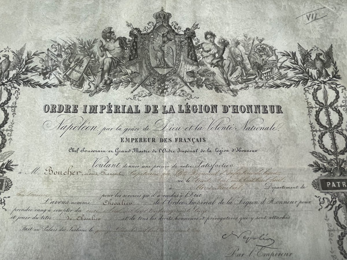 Brevet De Chevalier  De L Ordre Impérial De La Légion d'Honneur Napoléon III  1856  N°7-photo-2