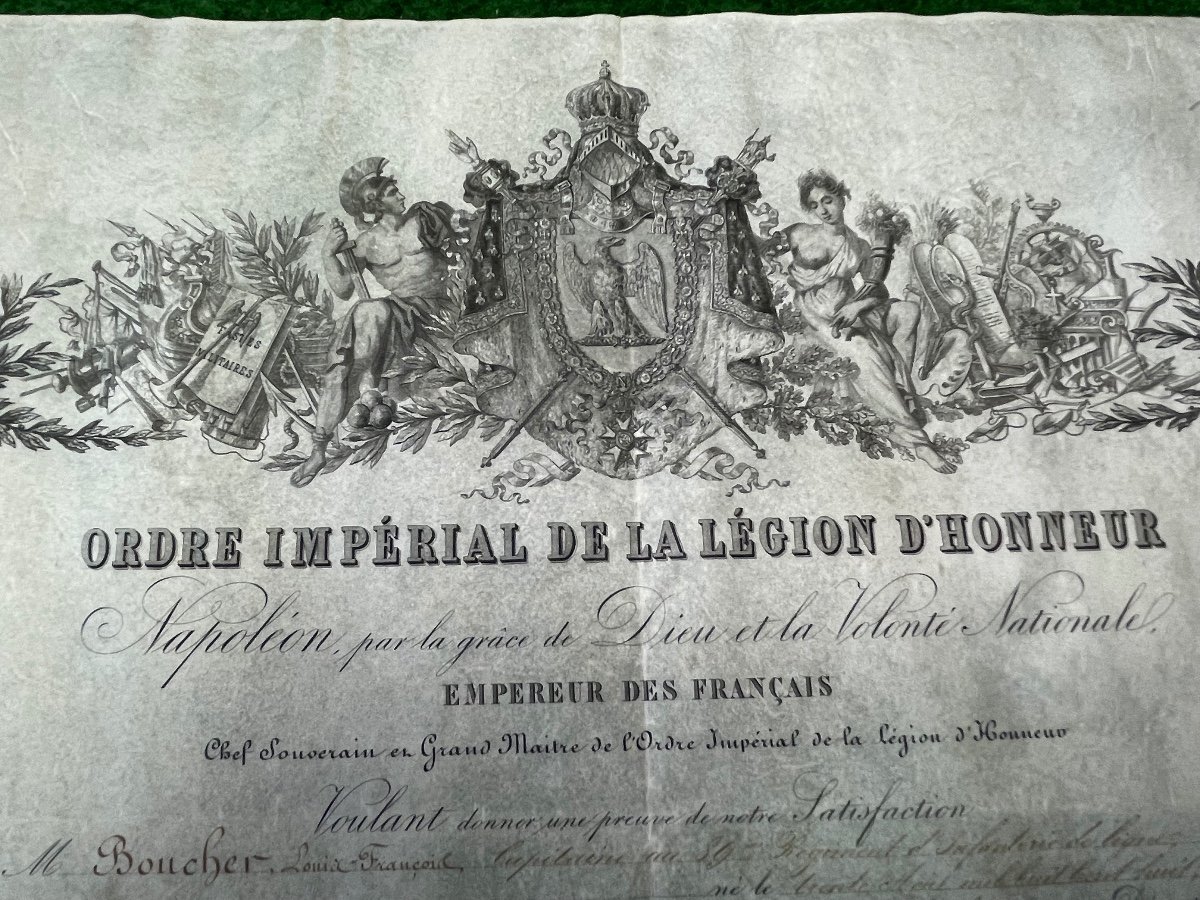 Brevet De Chevalier  De L Ordre Impérial De La Légion d'Honneur Napoléon III  1856  N°7-photo-4