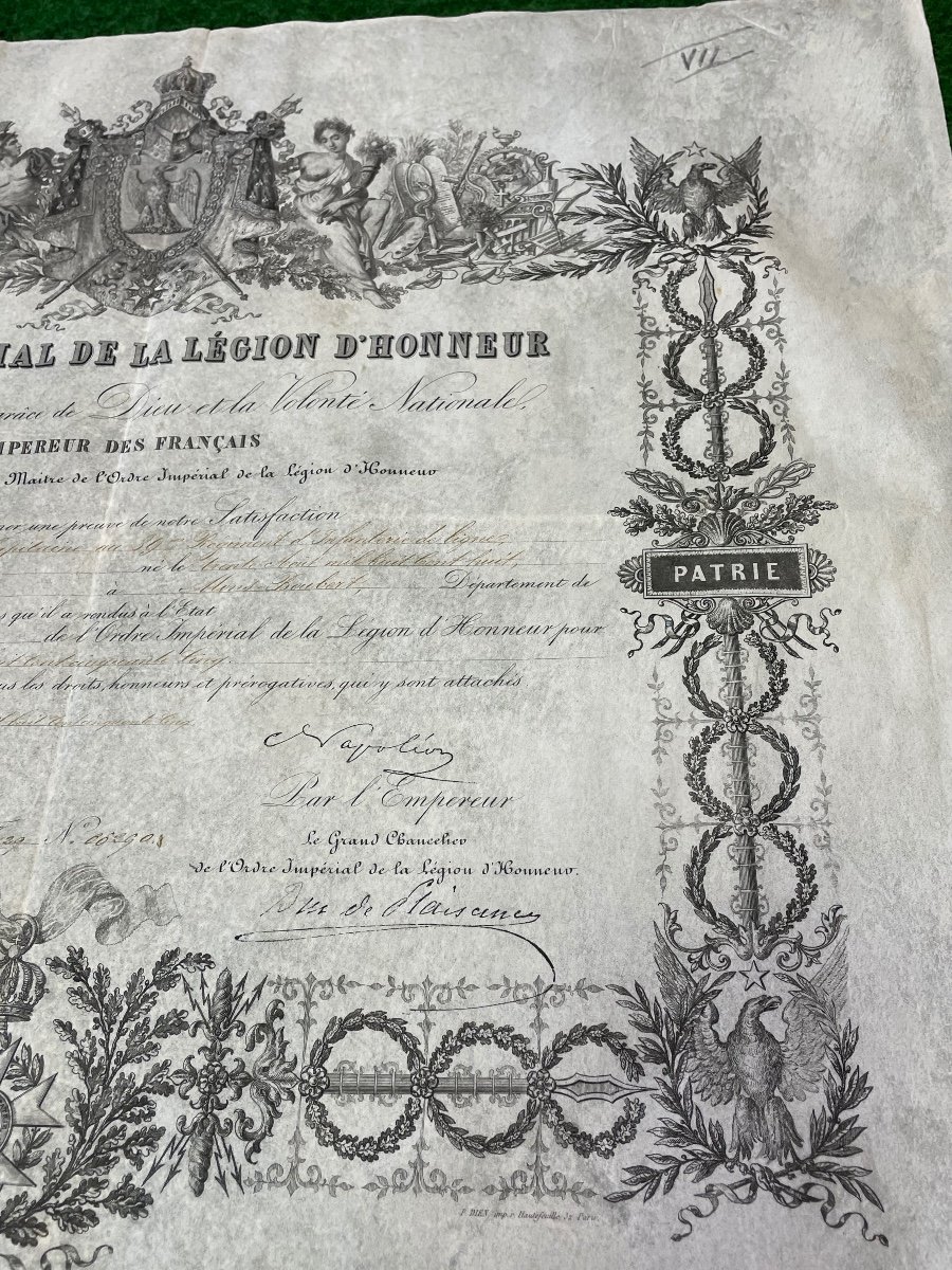 Brevet De Chevalier  De L Ordre Impérial De La Légion d'Honneur Napoléon III  1856  N°7-photo-2