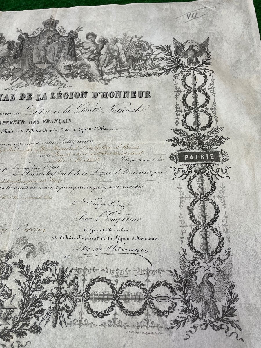 Patent Of Knight Of The Imperial Order Of The Legion Of Honor Napoleon III 1856 N°7-photo-2
