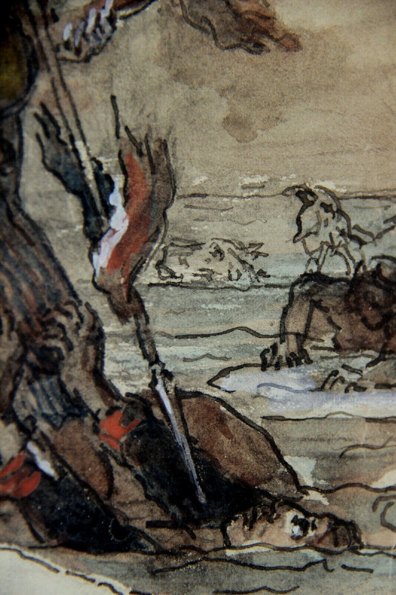 Gouache "lancier Rouge" Passage Of The Bérézina In 1812 By Jules Rigo 1889 19th-photo-7