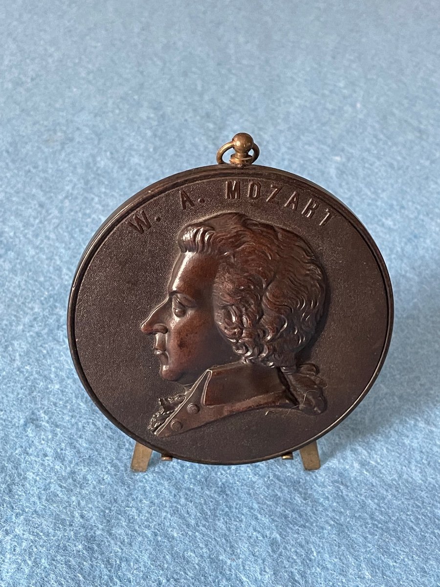 Grande Médaille En Bois Durci De  Mozart époque  Napoleon III  ÉPOQUE  19 ème -photo-2