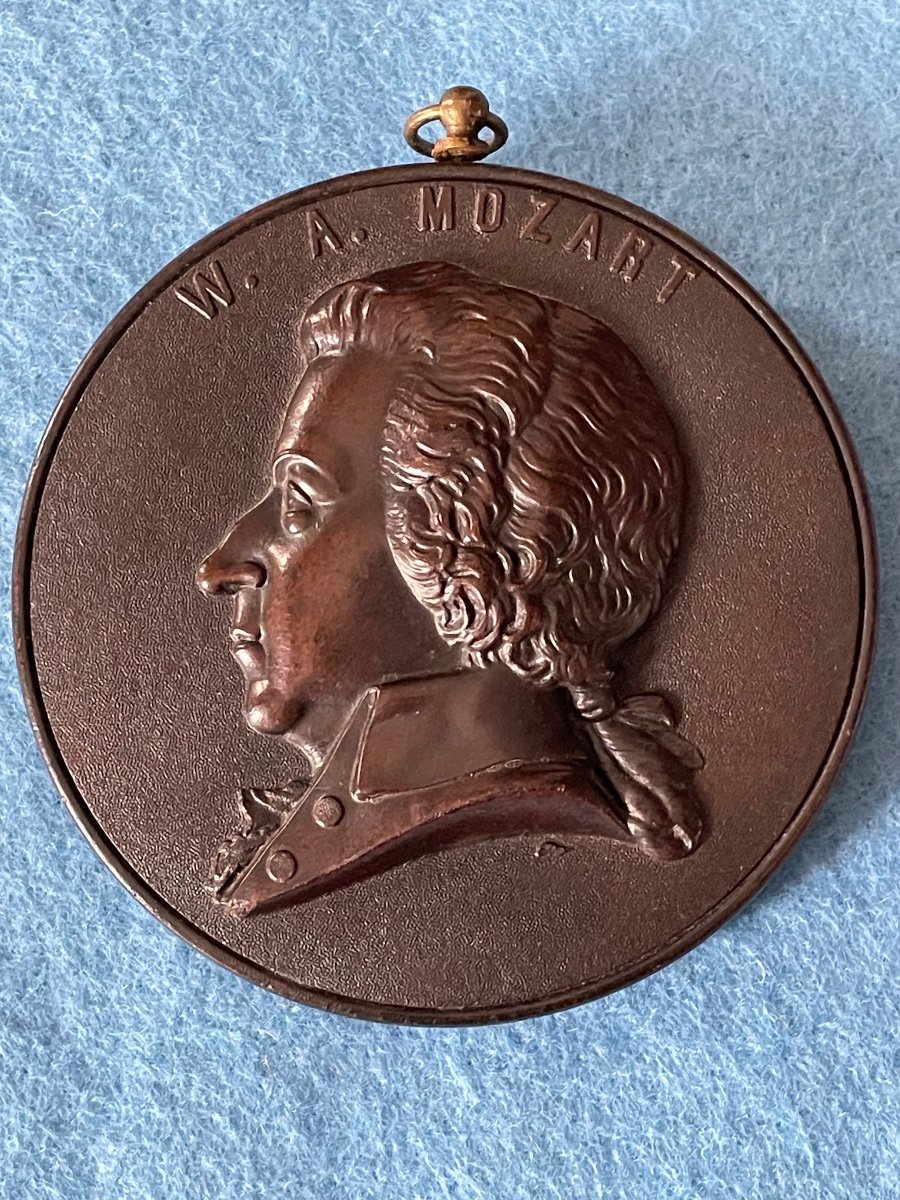 Large Hardwood Medal By Mozart Napoleon III Period 19th Century-photo-1