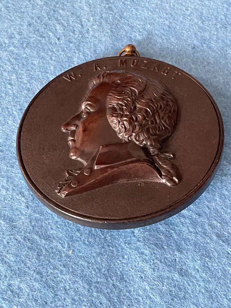 Large Hardwood Medal By Mozart Napoleon III Period 19th Century-photo-2