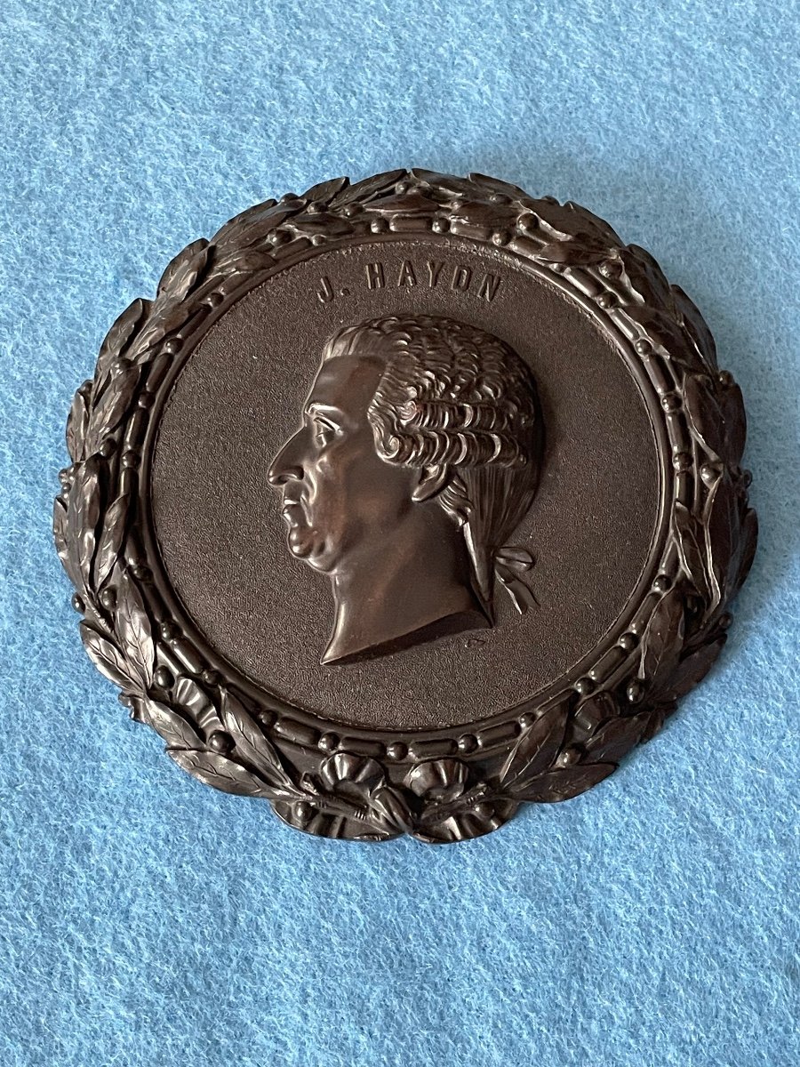 Large Hardwood Medal By Joseph Haydn (1732/1809) Napoleon III Period 19th-photo-3