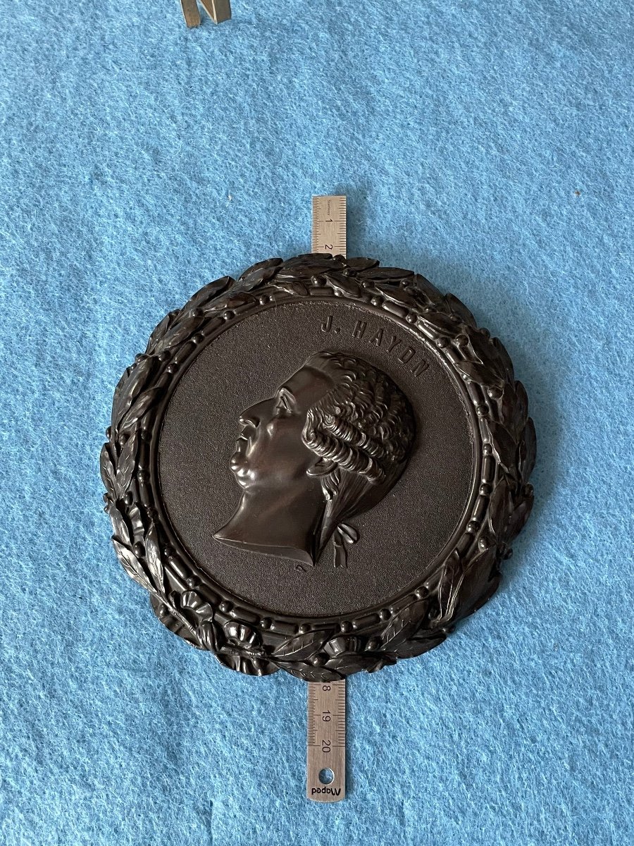 Large Hardwood Medal By Joseph Haydn (1732/1809) Napoleon III Period 19th-photo-3
