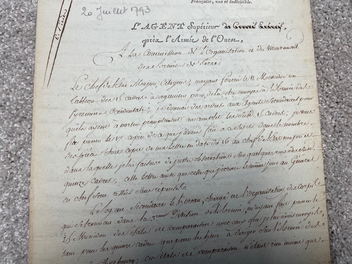 Lettre  Du Maréchal De France  Berthier   Sur La Réorganisation De l'Armée    2  Thermidor An 2-photo-3