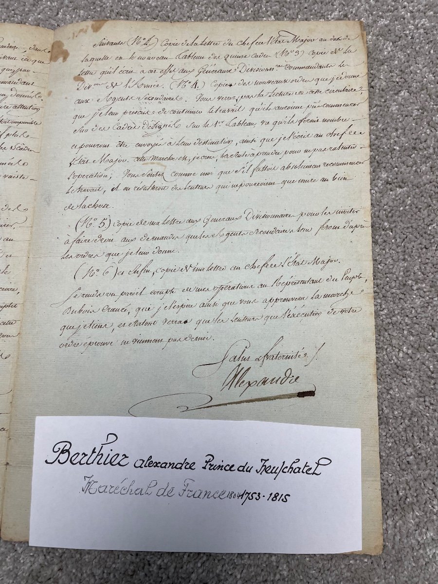 Lettre  Du Maréchal De France  Berthier   Sur La Réorganisation De l'Armée    2  Thermidor An 2-photo-1