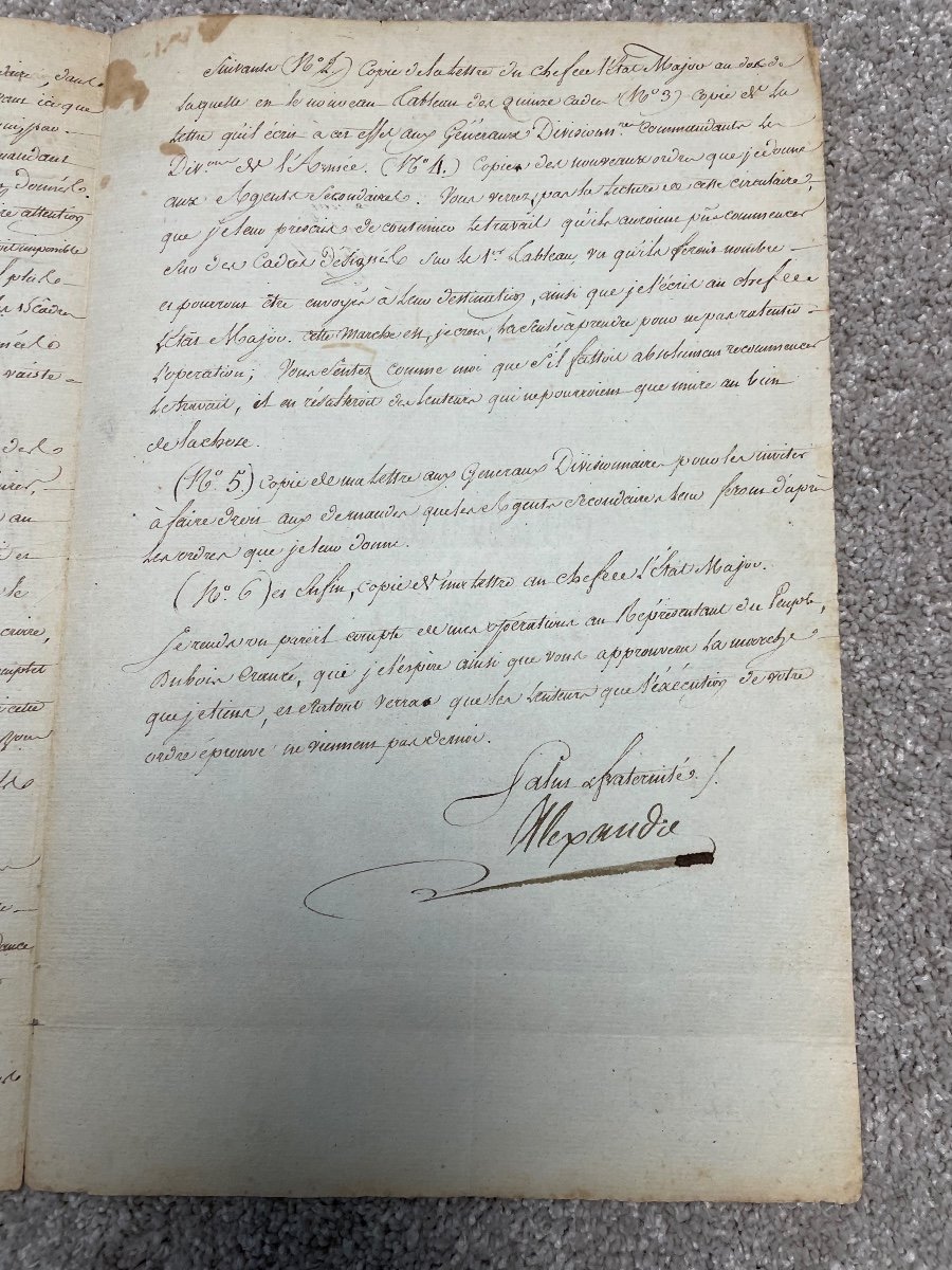 Lettre  Du Maréchal De France  Berthier   Sur La Réorganisation De l'Armée    2  Thermidor An 2-photo-2