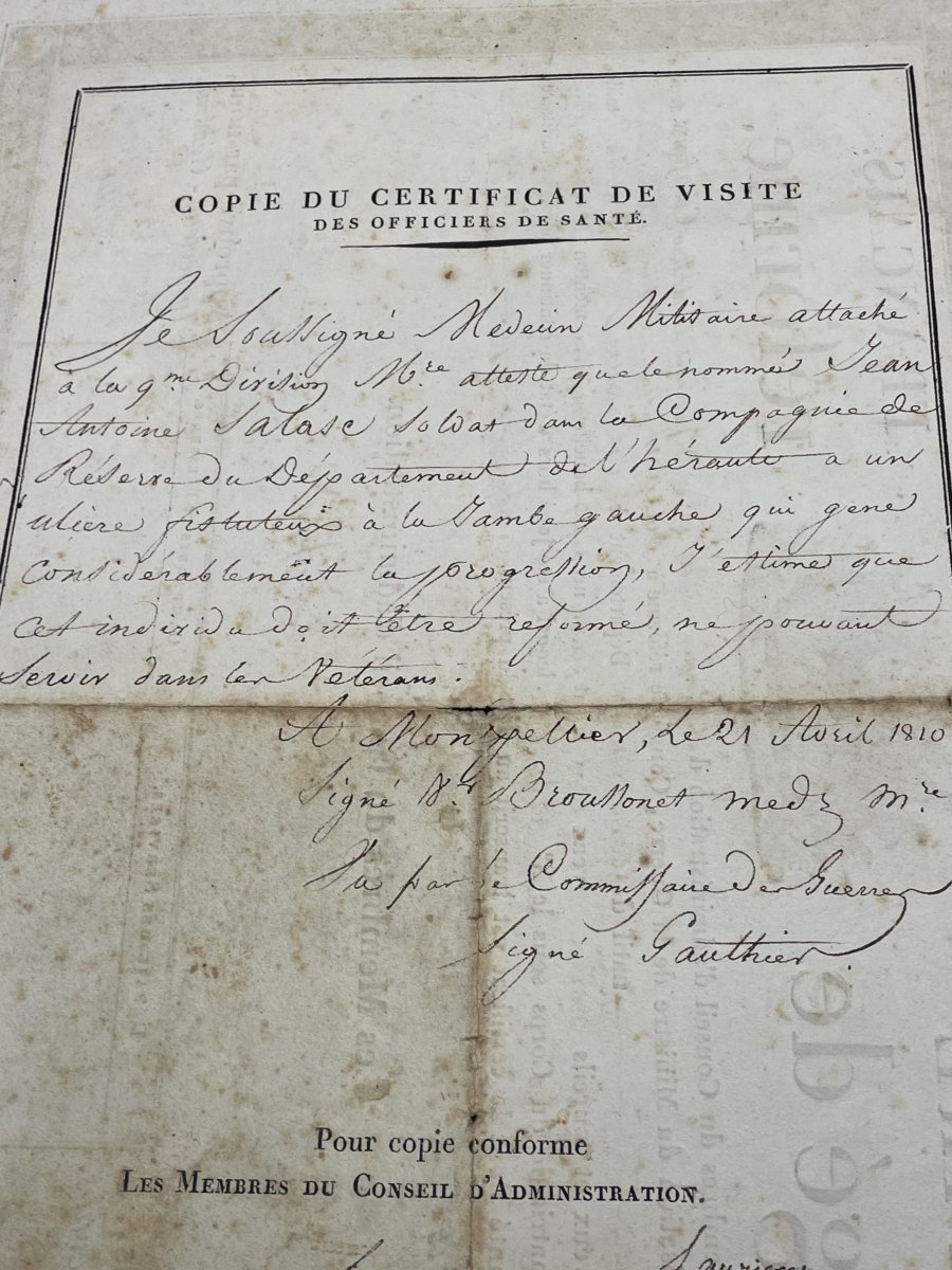Empire   Français  Du 1er  Aout  1810  Congé De  Réforme  De La Compagnie  De  Reserve   1810-photo-2