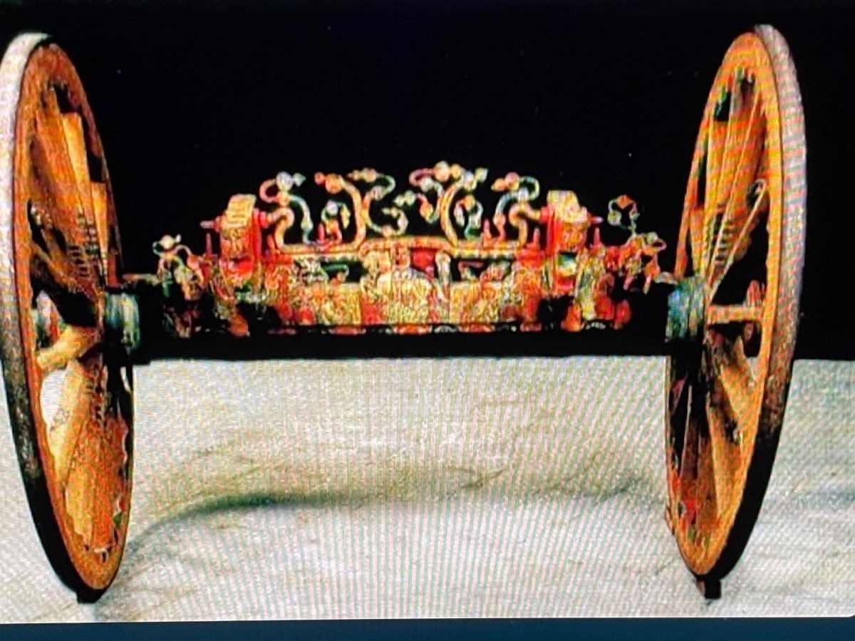 Rare Sicilian Cart Axle Polychrome Wood And Wrought Iron Half Of The 19th Century-photo-8