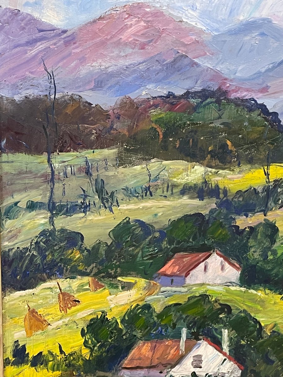 Painting By "nandor Weiman Vagh" Oil Painting Basque Country Slopes Of La Rhune Sare-photo-3