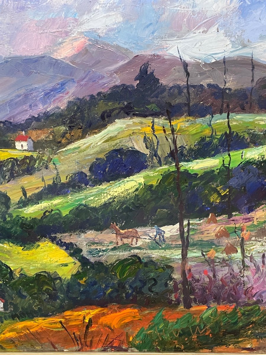 Painting By "nandor Weiman Vagh" Oil Painting Basque Country Slopes Of La Rhune Sare-photo-4