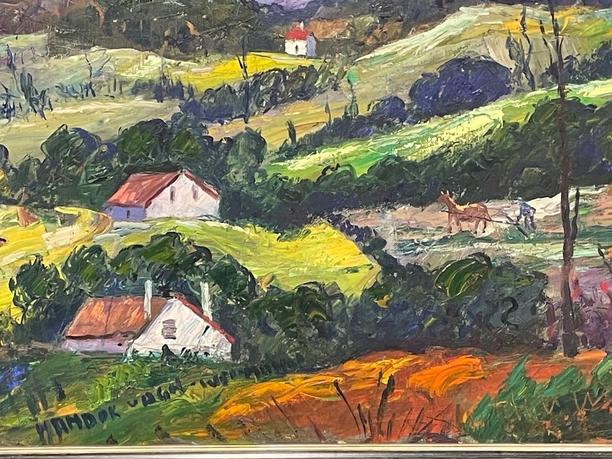 Painting By "nandor Weiman Vagh" Oil Painting Basque Country Slopes Of La Rhune Sare-photo-7
