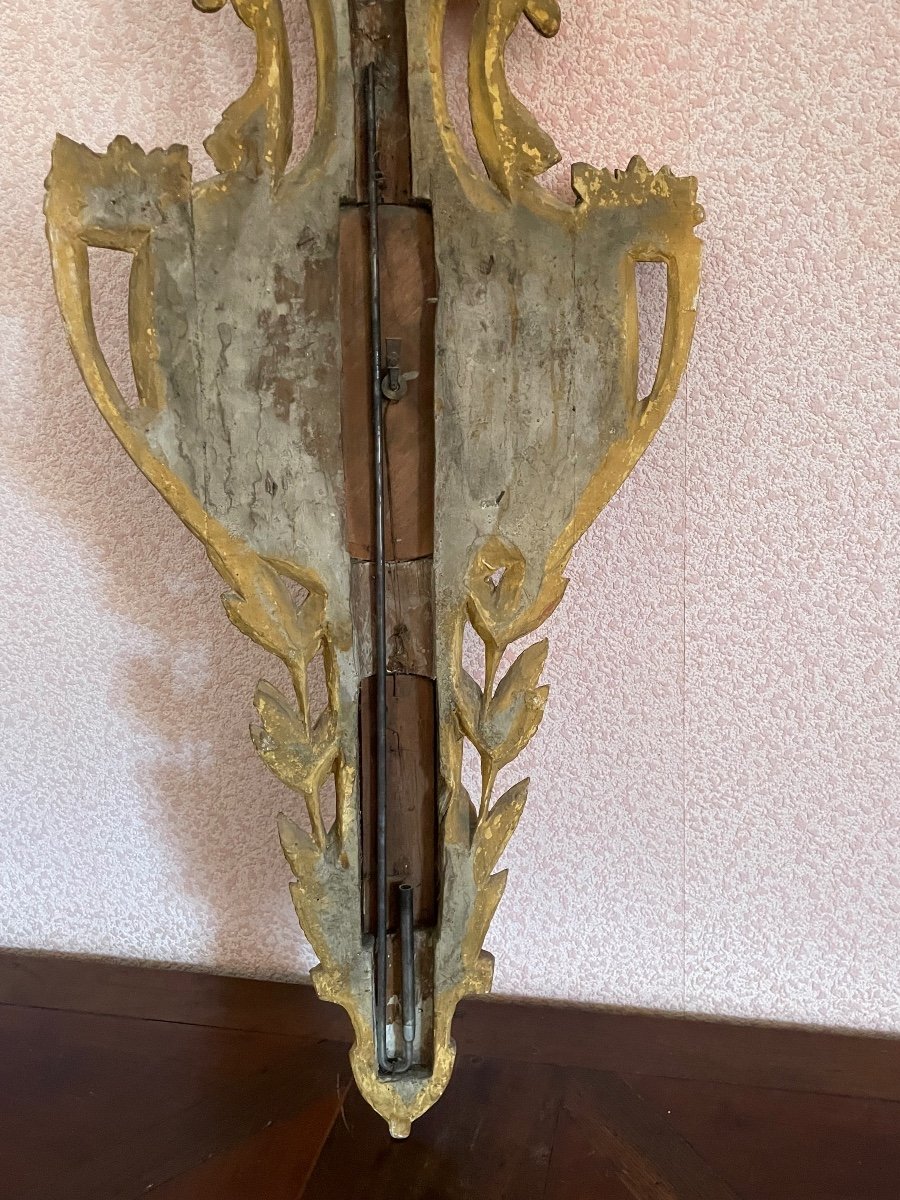 Baromètre  THERMOMÈTRE  d'époque  Louis XVI En Bois  Doré 18 ème -photo-2