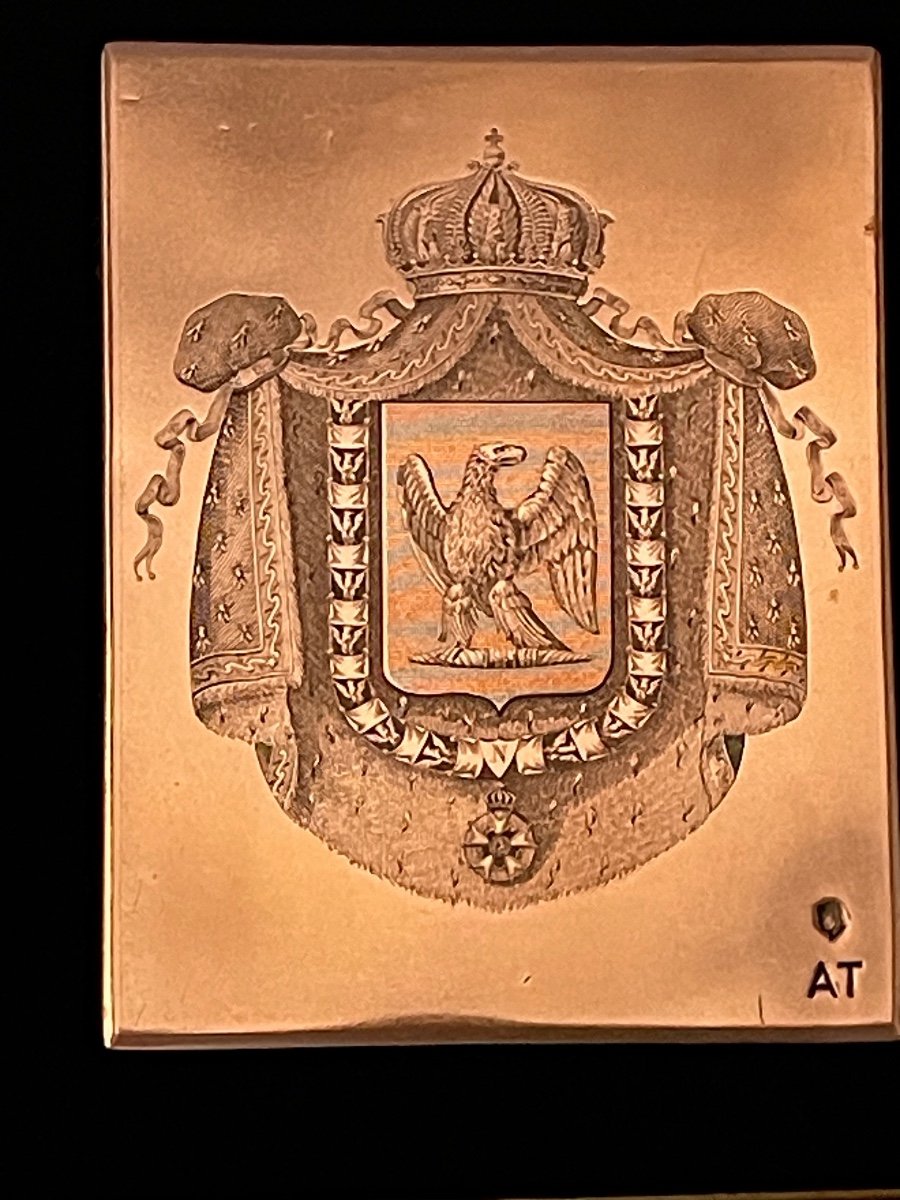 Plaque  A  Impression   Des  Grandes  Armes   Impériale   d'  époque 1er Empire -photo-2
