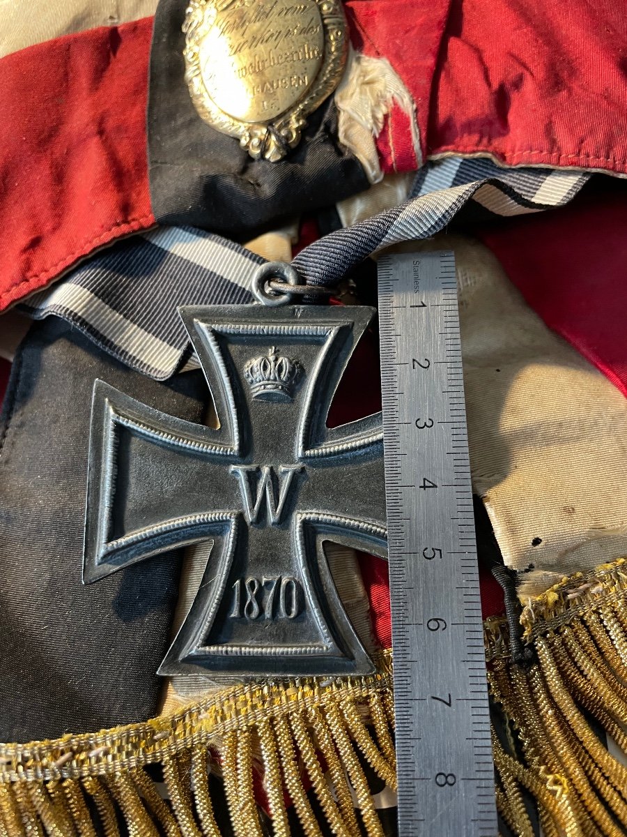 German Flag Tie And Its Iron Cross War Of 1870 19th -photo-3