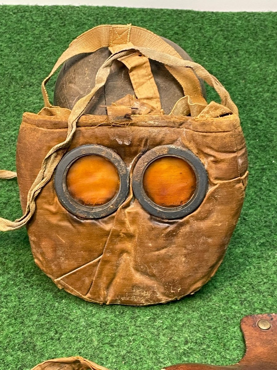 Rare Protective Mask M 2 Canvas Pouch + Leather Case For Artillery Officer 1914/18 Ww1-photo-6