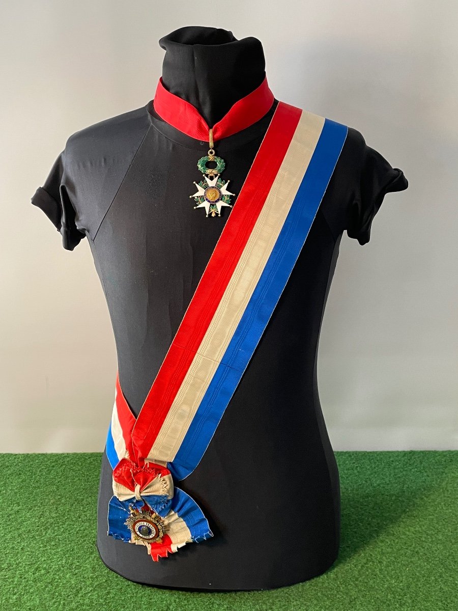 Tricolor Sash And Senator Badge Third Republic   