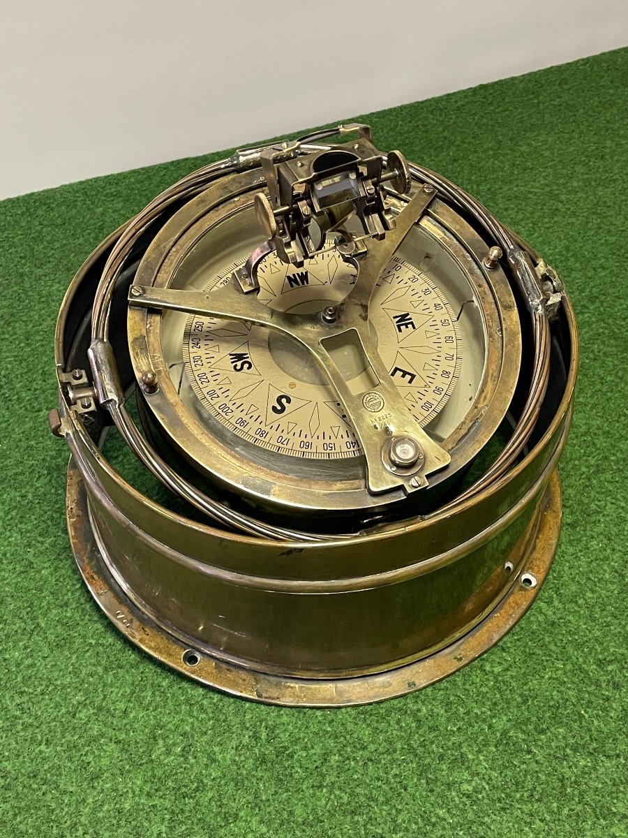 Large Marine Compass Ww 2 "english Destroyer" 20th -photo-2